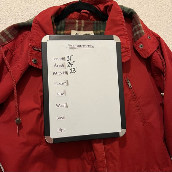 VTG Eddie Bauer Red Flannel Lined Chore Barn Coat Jacket Hooded Mens Size M - Picture 12 of 14